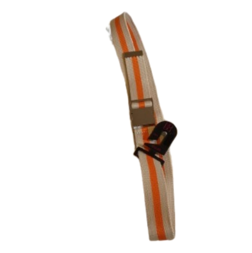 NO BOUNDARIES 38mm WEB BELT PRINTED STRIPE SHINY Metal Buckle Sz S/M/L